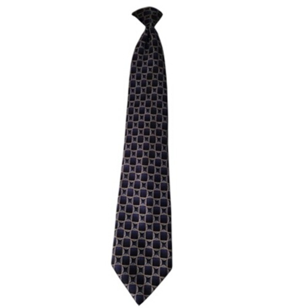 Puritan 20" Tie Clip On Blue and White Geometric Pattern 100% Polyester
